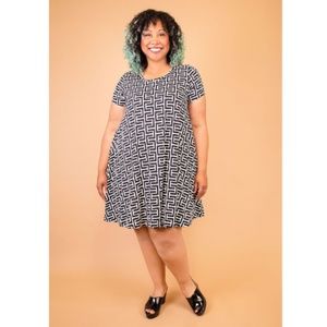 Greek Keys Swing Dress with Pockets